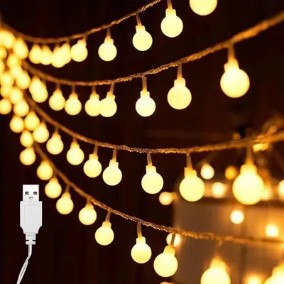 Immagine prodotto di Catena luminosa da campeggio, 3 metri - 20 LED - USB - Luce calda - Ideale per Natale - Adatta per interni ed esterni