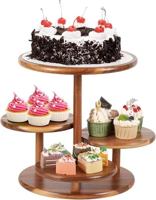 Image de Présentoir à desserts en bois pour les anniversaires, les mariages et Pâques