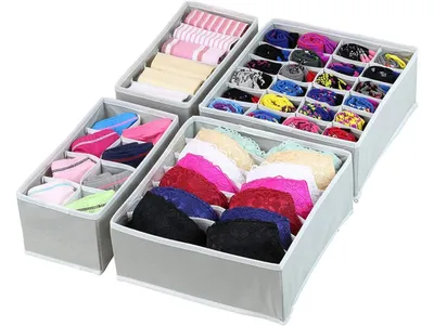 Obrázok produktu pre súprava zásuviek na ponožky 4X Underwear Organizer Grey