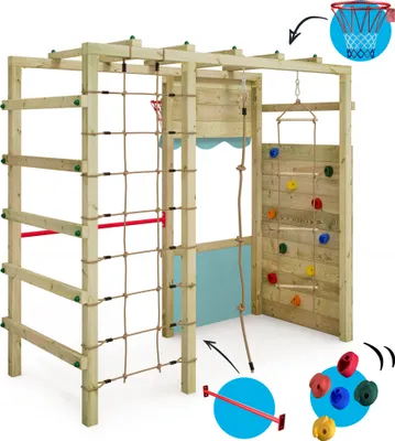 Image de Structure d'escalade Wickey Smart Action avec panier de basket, couleur bleu ciel