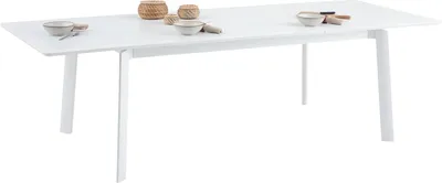 Produktbild von IDIMEX Gartentisch Aluminium, weiß, 180 - 260 x 75 x 103 cm, ausziehbar mit Butterflysystem, pulverbeschichtet, wetterfest & stabil, absenkbare Tischplatte, für Terrasse & Balkon