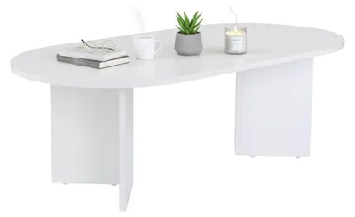 Produktbild von Wohnzimmertisch Parrano, Niedriger Wohnzimmertisch, Kaffeeregal, Couchtisch für Sofa, 119x60 h40 cm, Weiß