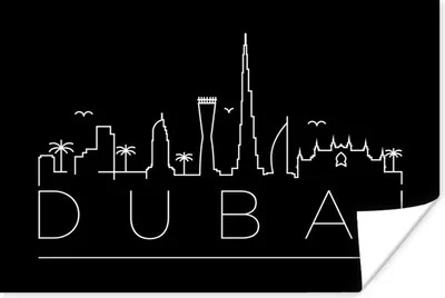 Produktbild von MuchoWow® Poster Skyline "Dubai" schwarz 60x40 cm - Schlafzimmerdekoration