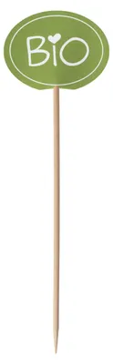 Produktbild von 100x Kennzeichnungspicker Deko-Picker "Bio" 12 cm grün