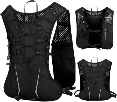 Immagine prodotto di Gilet da corsa ultraleggero, traspirante, impermeabile, da 5 litri, con cinghie pettorali regolabili, riflettente, adatto per