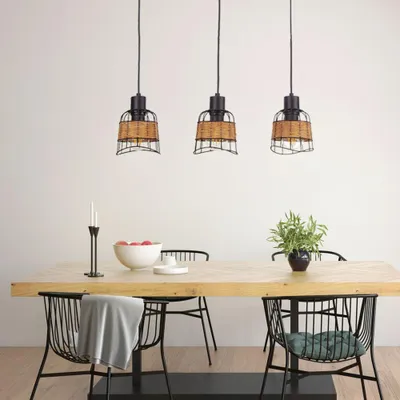 Produktbild von Hängeleuchte, Käfig-Design, Metall, Rattan, B 57 cm