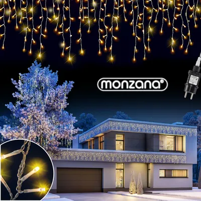 Produktbild von MONZANA® Lichterkette 600 LED Außen Innen 20m Regenlichterkette Lichtervorhang Eisregen Fenster Deko Weihnachten Beleuchtung Warmweiß