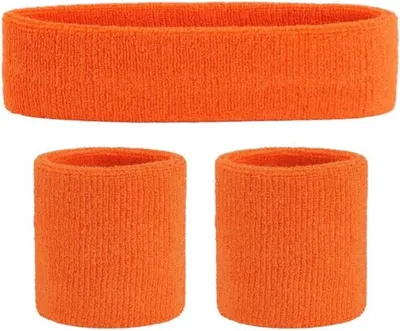 Produktbild von Jumada's - 3-teiliges Set Schweißbänder - Für Kopf und Handgelenk - Orange