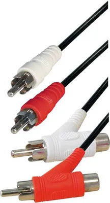 Produktbild von Transmedia Verbindungskabel; 2x Cinchstecker - 2x Cinchstecker + 2x Cinchkupplung 1,5 m, A 3 F