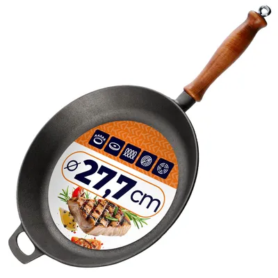 Produktbild von KADAX Gusseisenpfanne, Feuerpfanne, Induktion und Backöfen Bratpfanne, Steakpfanne aus Gusseisen