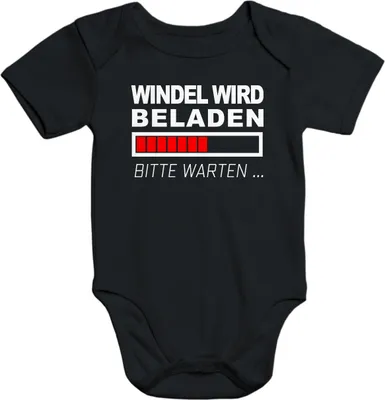 Produktbild von lustiger Baby-Body Windel wird beladen Baumwolle kurzarm Aufdruck Moonworks® schwarz 3-6 Monate