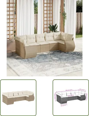 Produktbild von The Living Store 7-tlg. Garten-Sofagarnitur mit Kissen Beige Poly Rattan