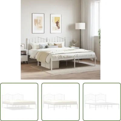 Produktbild von The Living Store Bettgestell mit Kopfteil Metall Weiß 160x200 cm