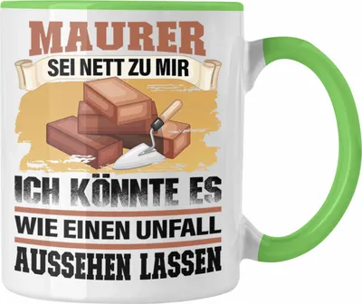Produktbild von Trendation - Maurer Tasse Geschenk Lustiger Spruch Maurer-Meister Geschenkidee (Grün)