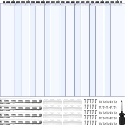 Produktbild von PVC-Streifenvorhang - Lamellenvorhang - 122 x 213,4 cm - 2 mm Dicke - 8 Streifen - Temperaturbereich -55,6 bis +30 °C - Für Lager, Kühlraum & Garagentor - Transparent