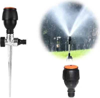Image de Arroseur rotatif sur pied, 360 degrés d'arrosage automatique rotatif, arroseur télescopique sur pied, système d'arrosage pour jardin, cour, pelouse, grande surface (argent)