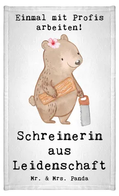 Produktbild von Mr. & Mrs. Panda Handtuch Schreinerin Leidenschaft - Weiß - Geschenk, gäste wc, Frotteetuch, Gästehandtuch 30x50, badezimmer, Gästetuch