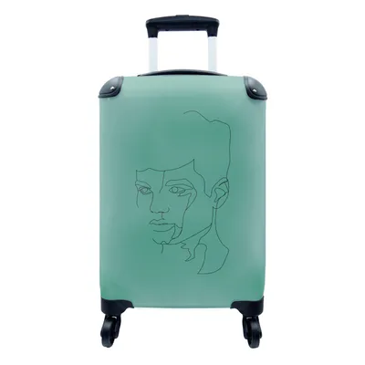 Produktbild von MuchoWow® Koffer Handgepäck Trolley Rollkoffer Kleine Reisekoffer mit 4 Rollen - Männer - Kopf - Strichzeichnung - Cabin Size < 55x40x23 cm & 55x40x20 cm - Fotokoffer - Kabinenkoffer - Boardgepäck - Reise-Box - Reisekoffer - Reisegepäck - Koffer mit Bild - Trolley für Kinder