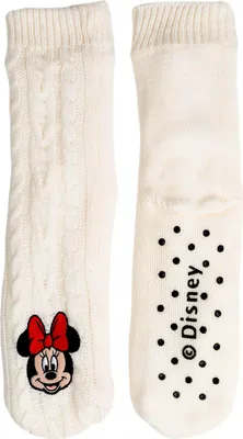 Produktbild von Disney Minnie Mouse Hüttensocken - Strick Haussocken für Damen Kuschelsocken Flauschige Wintersocken warme Frauen Socken Weiß 35-38