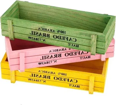 Produktbild von Famanu Blumentopf 3 Stück für Sukkulenten - Hölzerne Pflanzbox zur Dekoration