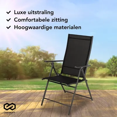 Produktbild von Infinity Goods Gartenstuhl – 7 Verstellpositionen – Zusammenklappbar – Für Garten oder Balkon – Wett