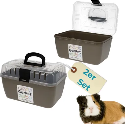 Produktbild von 2er Set Transportbox Kleintier Meerschweinchen Hamster Vogel Mäuse Nagetier Tiertransportbox Trage Box Reisebox Kleintiertransportbox Transportkiste