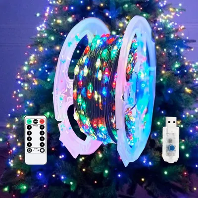 LED-Lichterkette 40 m, 400 bunte LEDs, batteriebetrieben