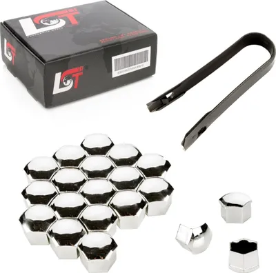 Produktbild von 20x Radschrauben Kappen Abdeckkappen Set 17 mm chromfarben für VW SEAT SKODA