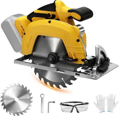 Immagine prodotto di Seghetto circolare portatile - Mini seghetto - Lavorazione del legno - Motore brushless - 7 pollici - Giallo