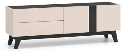 Image de Meuble TV bas Freshion 160 x 40 x 55 cm, noir cachemire, 2 portes