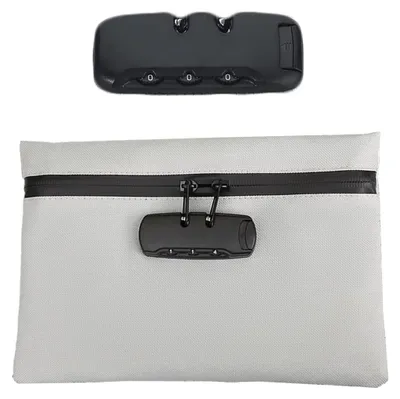 Image de Sac à documents avec combinaison - Ignifugé et étanche - Gris - Sac de rangement verrouillable