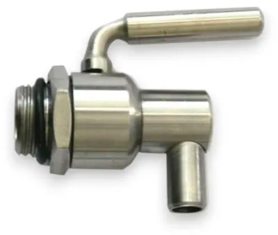 Immagine prodotto di Rubinetto a leva acciaio inox con dado per fusti e serbatoi - M 3/8"