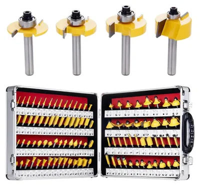 Produktbild von Fräser Set - 100 tlg. Fräserbits - 6,35 mm Schaft - Hartmetall Wolframcarbid - Für Metallbearbeitung - Aluminium Aufbewahrungskoffer