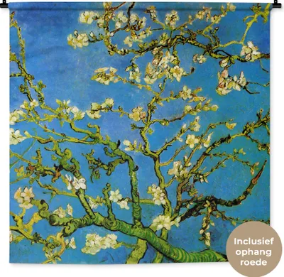 Produktbild von MuchoWow® Wandteppich Wandbehang Mandelblüte - Vincent van Gogh 150x150 cm Tapisserie Dekoration Wandtuch - Wohnaccessoires - Modernes