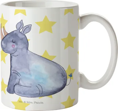Produktbild von Mr. & Mrs. Panda Kaffeetasse Einhorn Nashorn - Weiß - Geschenk, Pott, Zoo, Lustig, Unicorn, Witzig, tasse für büro, Regenbogen, Becher, bedruckt