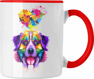 Produktbild von Trendation - Border Collie Herz Farbe Besitzer Tasse Geschenk Lustiger Spruch Geschenkidee Border Collie Liebhaber (Rot)
