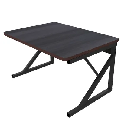 Image de Support pour micro-ondes Étagère de cuisine Étagère à épices en bois et acier 54x34.5x35cm Noir