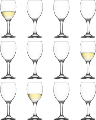 Produktbild von 12x 205ml Empire Weißweingläser - Klein Spülmaschinenfest Glas Hochzeit Weihnachten Geburtstag Party Trinken Glaswaren Kelch Geschenkset - Von LAV