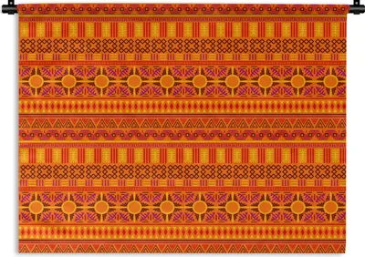 Produktbild von MuchoWow® Wandteppich Wandbehang Muster - Orange - Sonne 150x112.50 cm Tapisserie Dekoration Wandtuch - Wanddecke - Wandteppiche
