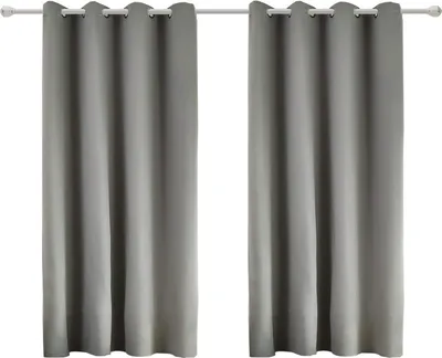 Produktbild von WOLTU 2er Set Gardinen, Blickdicht mit Ösen, Dunkelgrau, 135x175 cm