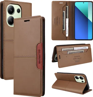 Produktbild von Handyhülle für Xiaomi Redmi Note 13 4G Hülle, Leder Flip Wallet Kartenfach Stand Schutzhülle Braun