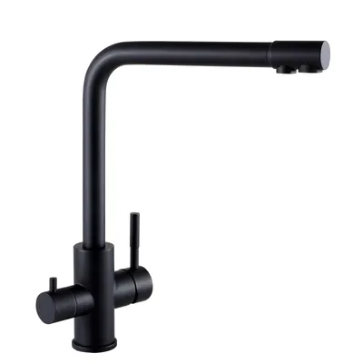 Produktbild von Cecipa MAX 3-Wege-KüchenarmaturTrinkwasserhahn, 360° drehbar, Doppelgriff, 3-in-1 für Filter, Warm-/Kaltwasser, Hochdruck, 3 Schläuchen 50 cm Schwarz