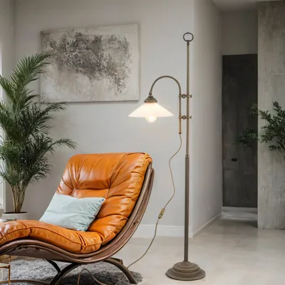 Immagine prodotto di Premium lampada da terra in ottone antico E27 fino a 40W 230V vetro smerigliato lampada da soggiorno lampada illuminazione interna lampada da terra lampada da terra