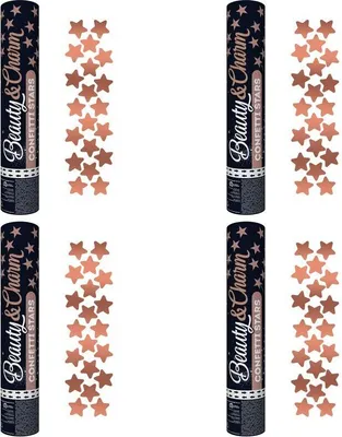 Produktbild von 4 Konfettikanone roségold Sterne 30 cm