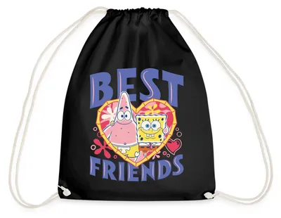 Produktbild von Spreadshirt Spongebob Schwammkopf Und Patrick Beste Freunde Turnbeutel, One size, Schwarz