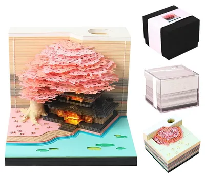 3D-Notizblock Baumhaus mit LED, Kalender 2027, DIY-Papierskulptur