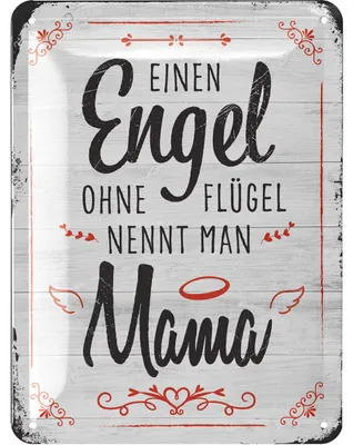 Produktbild von LANOLU Blechschild Mama, einen Engel ohne Flügel nennt man Mama, Muttertagsgeschenk Schild Muttertag, vintage Metallschilder Sprüche 15x20cm