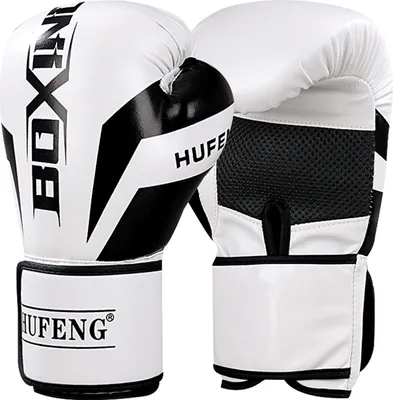 Produktbild von 10oz Boxhandschuhe Herren Damen, für Boxen, Kickboxen, Gemischte Kampfsportarten, Thai, MMA, Kampftraining (Weiß)