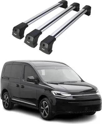 Image de Barres De Toit Transversales pour VW Caddy 2021-2023 Aluminium Gris 3 Pcs