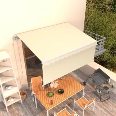 Produktbild von The Living Store Markise Automatisch Einziehbar mit Volant 3x2,5 m Creme